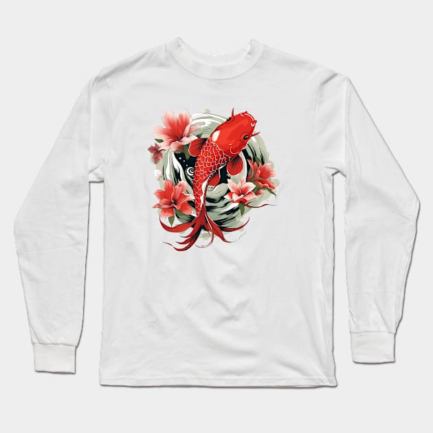 Koi Fish In A Pond Long Sleeve T-Shirt by zooleisurelife